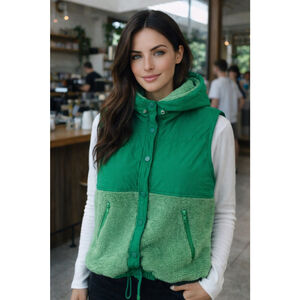 Tcec Green Sherpa Fleece Hooded Vest Streetwear Quiet Luxury St Patrick’s Day L